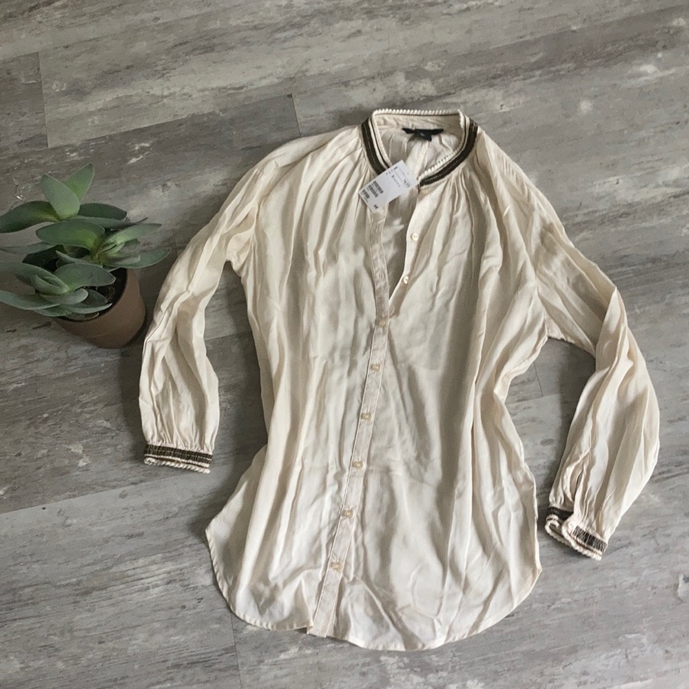 H&M cream blouse with decorative sequins